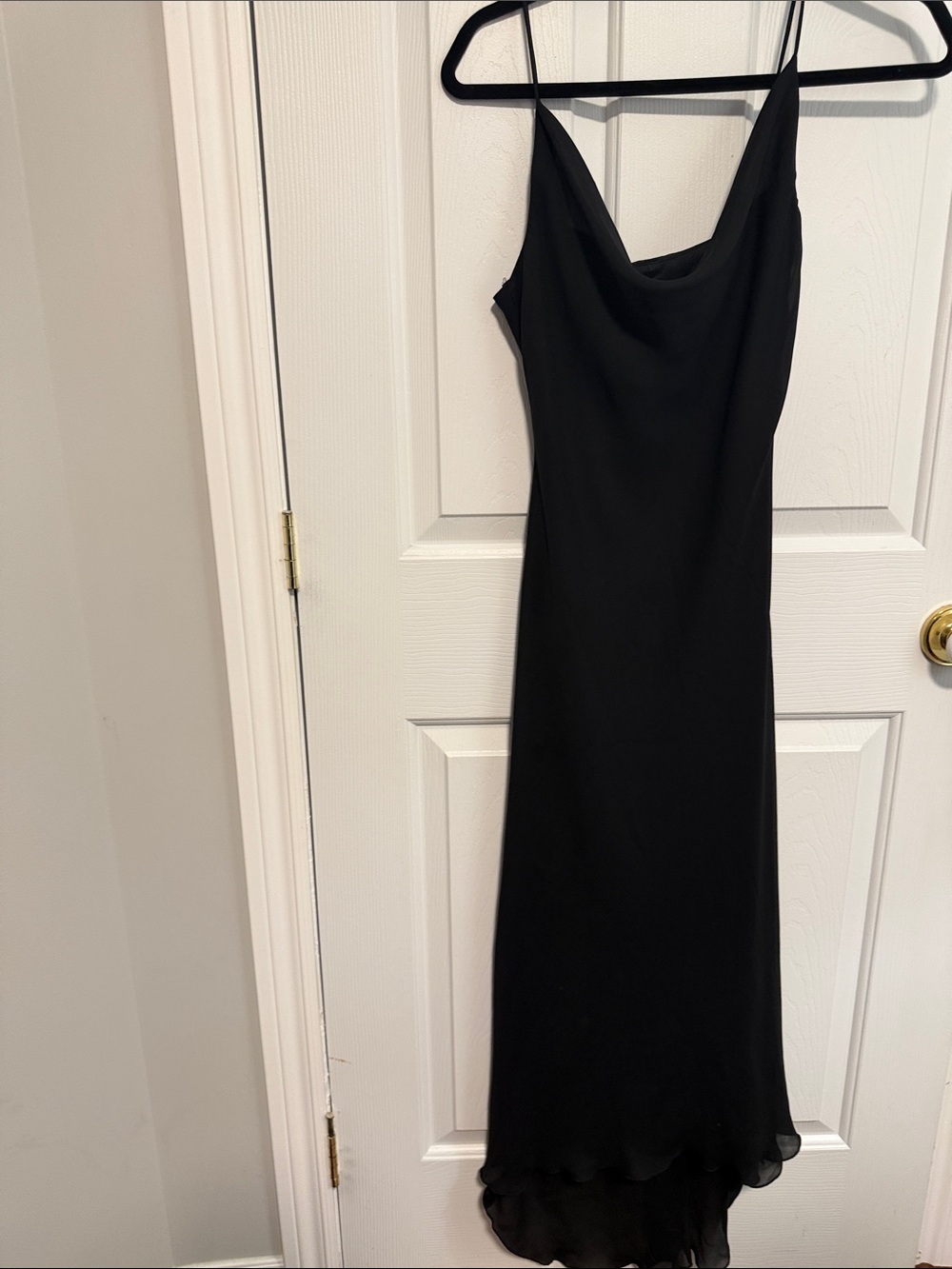 Classic Black Slip Dress with Cowl Neck